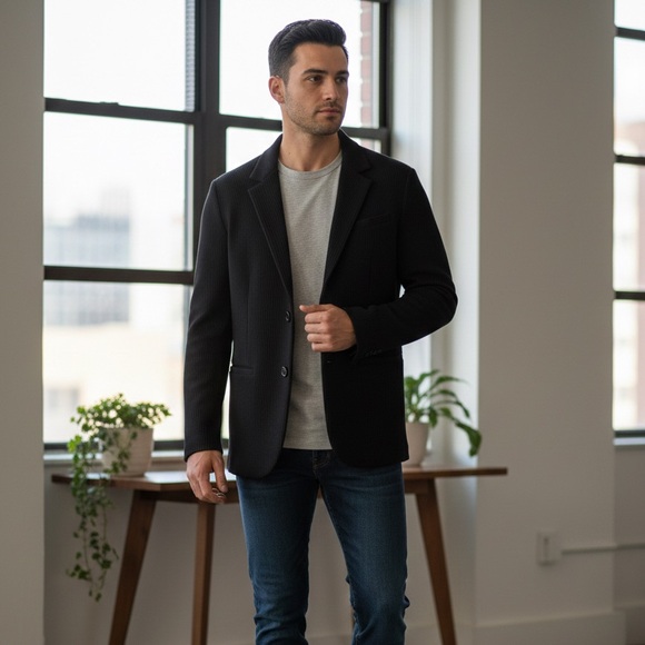 A/X Armani Exchange Other - Armani Exchange Black Men's 100% Virgin Wool Knit Blazer Jacket Size Large